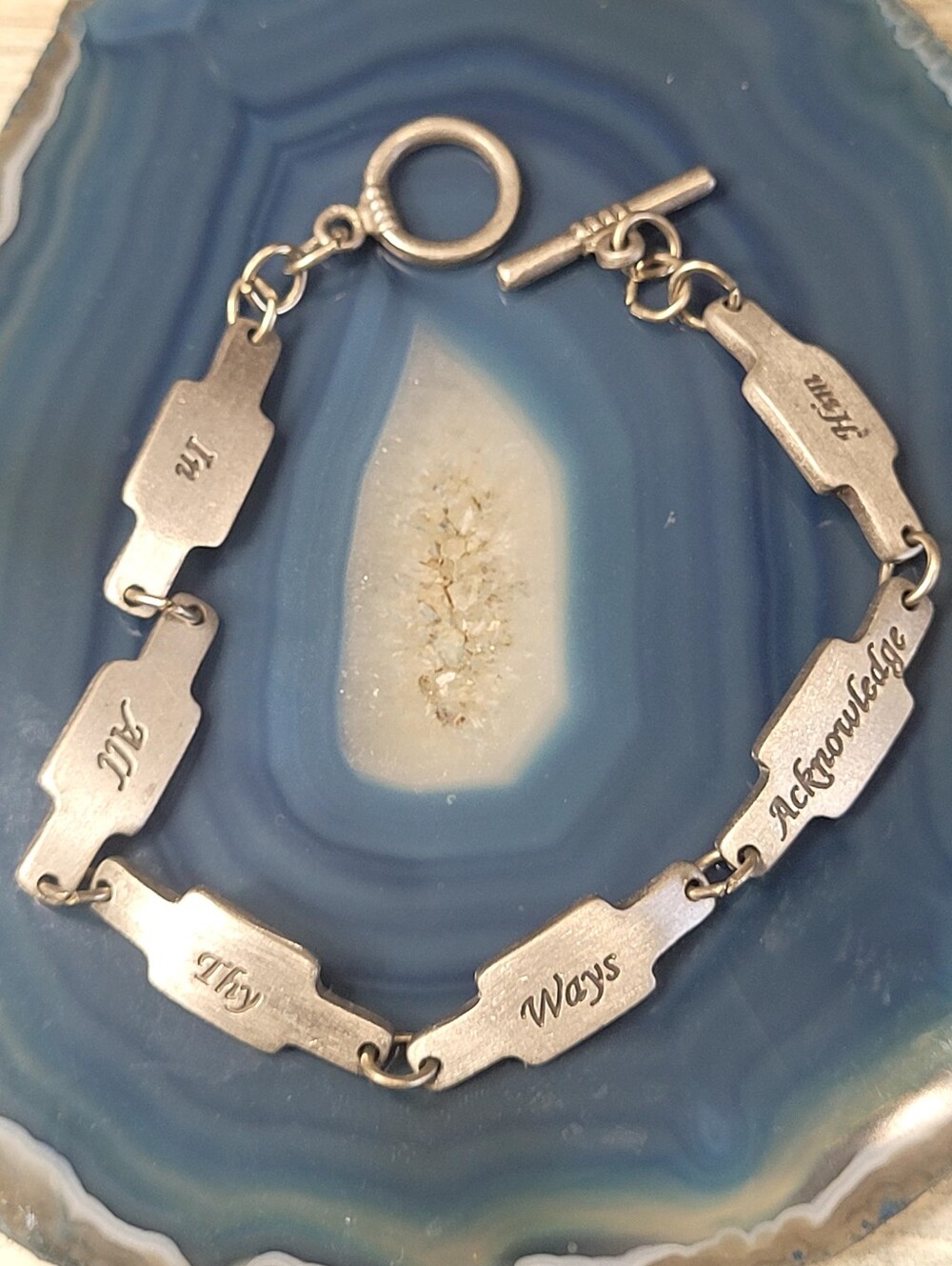 Silver Engraved Link Bracelet - Silver